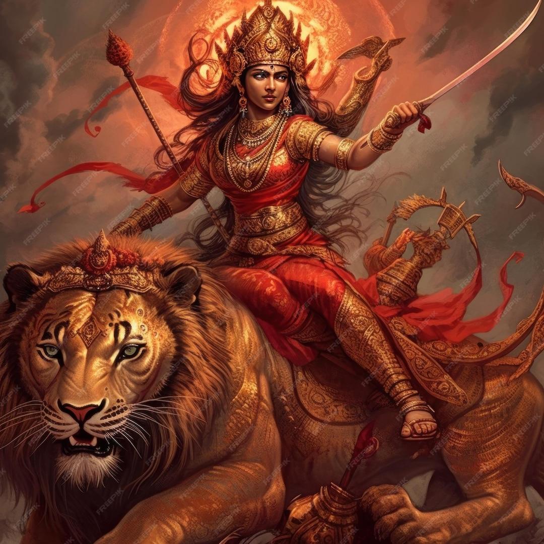 Goddess Durga sitting on tiger 