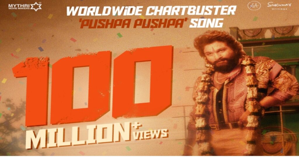 Pushpa2therule movie poster about 100 million views on YouTube